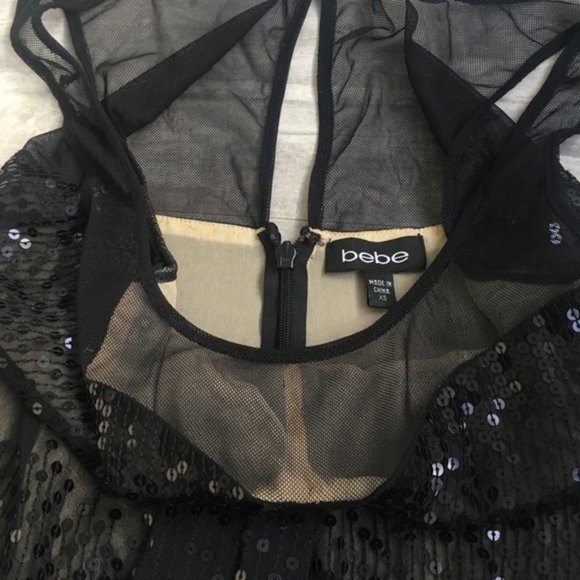 🎉HP🎉Bebe Black Sequin Mini Dress XS - Picture 4 of 4